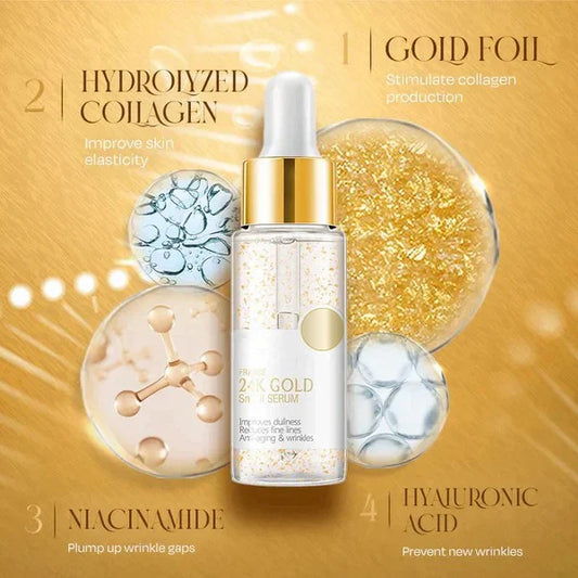 24K Gold Korean Anti Aging Sparkling Collagen Booster Skin Whitening Serum For Both Men And Women 🔥( Buy 1 Get 1 Free )🔥